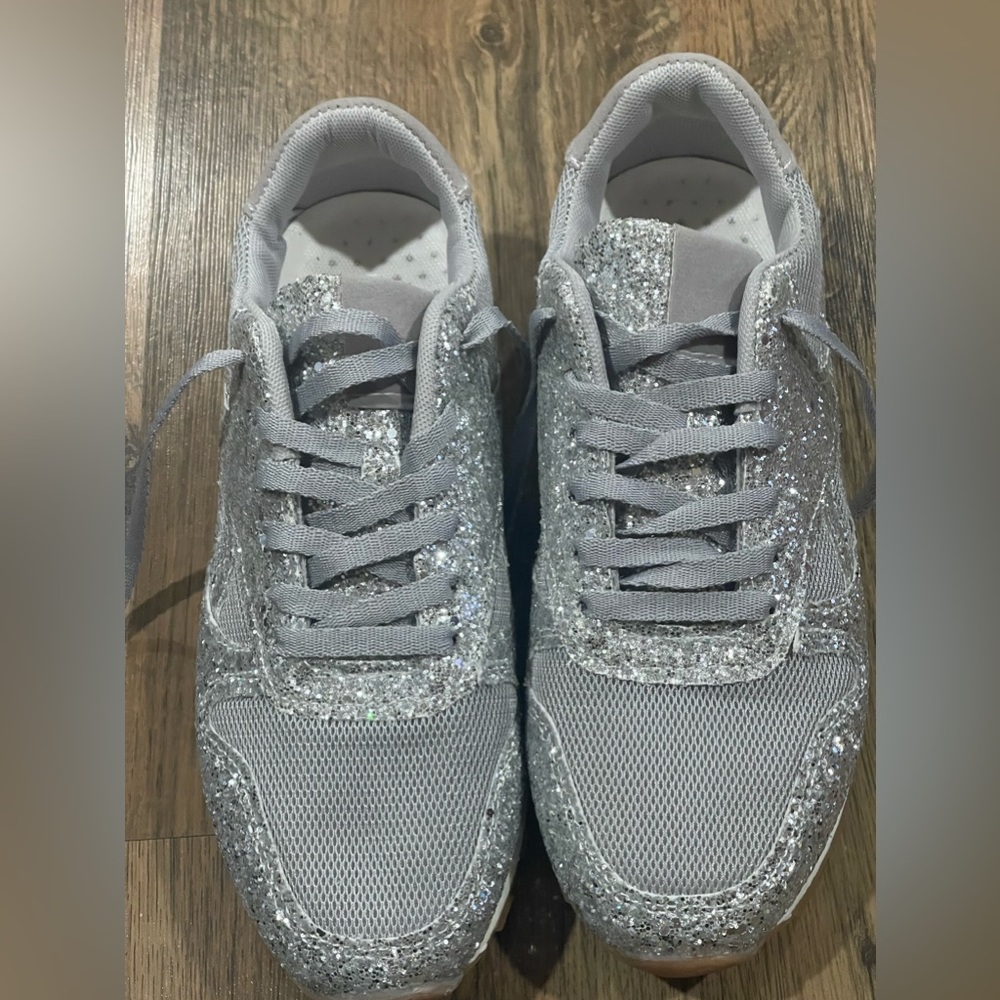 Silver Glitter Sneakers Gem